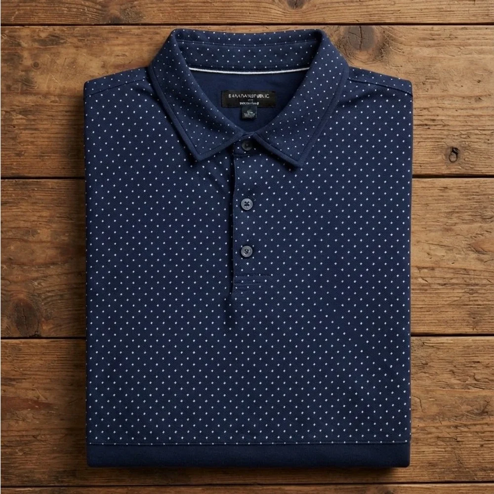 Banana Republic Men’s XL Navy Polo with Micro Dot Print